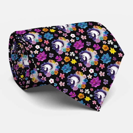 Cravate Pegasus Black Floral (Roulé)