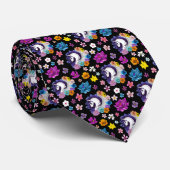 Cravate Pegasus Noir Floral (Roulé)