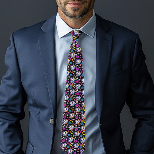 Cravate Pegasus Noir Floral
