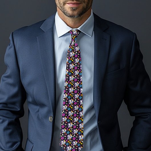 Cravate Pegasus Noir Floral