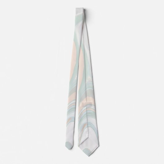 Cravate Peinture à huile verte Pastel Unique Abstraite (Dos)