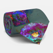 Cravate Peinture à l'aquarelle violette du pavot de minuit (Roulé)