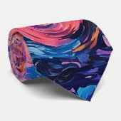 Cravate Peinture à l'huile de tourbillons psychédélique (Roulé)