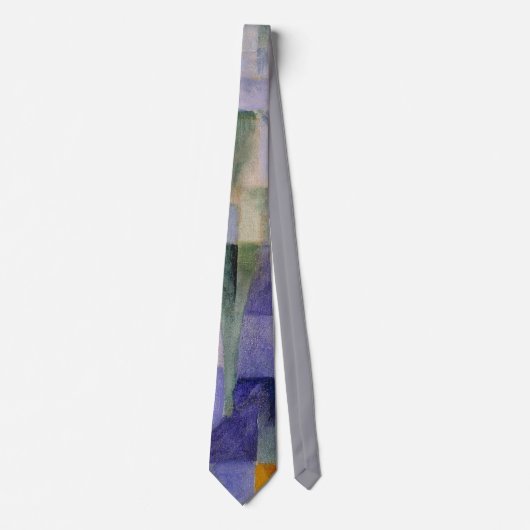 Cravate Peinture abstraite classique de Delaunay Bleu Vert (Devant)