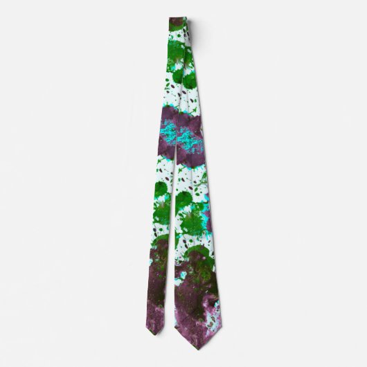 Cravate Peinture Abstraite colorée vert et violet (Dos)