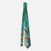 Cravate Peinture Abstraite Feuilles d'automne Turquoise Ro (Dos)