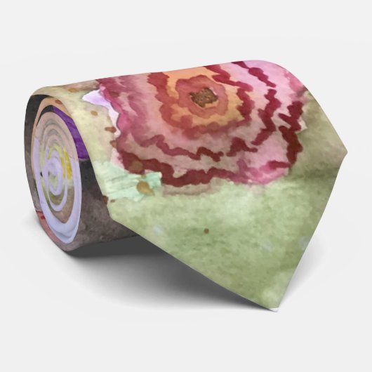 Cravate Peinture abstraite florale d'aquarelle (Roulé)