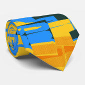 Cravate Peinture Abstraite Rétro Bleu Jaune (Roulé)