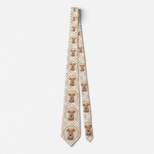 Cravate Peinture Airedale Terrier - Cute Original Art (Devant)