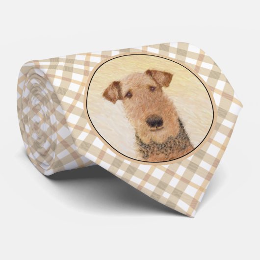 Cravate Peinture Airedale Terrier - Cute Original Art (Roulé)