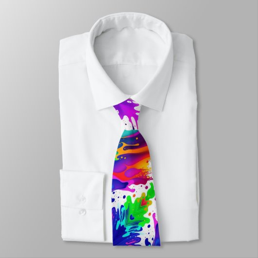Cravate Peinture amusante Splatter coloré (Attaché)