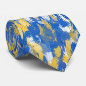 Cravate Peinture bleu, jaune et blanc éclats 8200 (Roulé)
