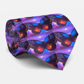 Cravate Peinture bleue de coucher du soleil de papillon - (Roulé)