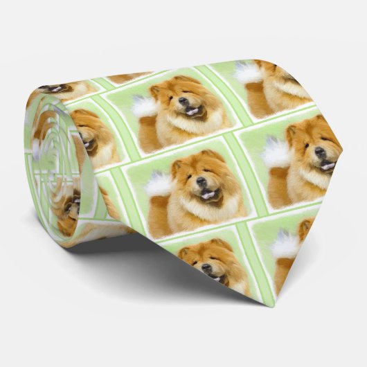Cravate Peinture Chow Chow - Joli art original chien (Roulé)