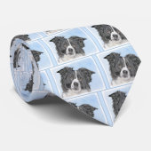Cravate Peinture Collie Bordure - Joli art original chien (Roulé)