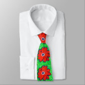 Cravate Peinture d'anémone rouge vif (Attaché)
