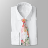 Cravate Peinture d'aquarelle rose romantique (Attaché)