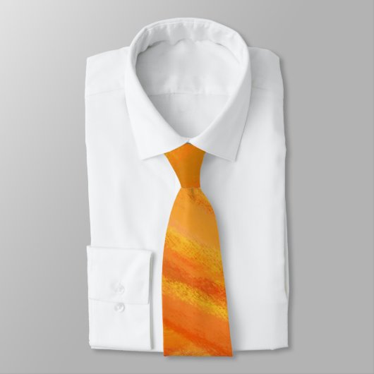 Cravate Peinture d'art Abstrait orange jaune (Attaché)