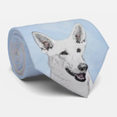 Cravate Peinture de berger blanc - jolie art original de c (Roulé)