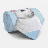 Cravate Peinture de chat blanc - Cute Original Cat Art (Roulé)