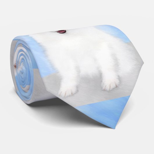 Cravate Peinture de chiot Samoyé - Beau art original de ch (Roulé)