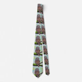 Cravate Peinture de Chouette barrée (Devant)