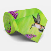 Cravate Peinture de colibri et de Lilac (Roulé)