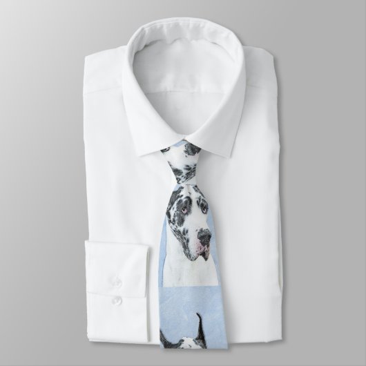 Cravate Peinture de Great Dane (Harlequin) - Art original (Attaché)
