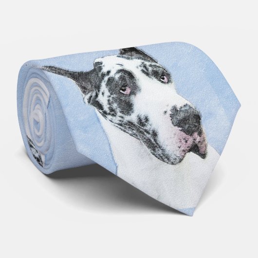 Cravate Peinture de Great Dane (Harlequin) - Art original  (Roulé)