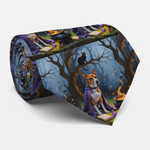 Cravate Peinture de Halloween fantaisiste de chien Basenji