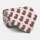 Cravate peinture de portrait de chien brun chocolat de (Roulé)