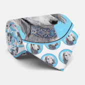 Cravate Peinture de Saluki (Argent) - Joli art original de (Roulé)