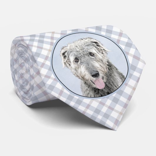 Cravate Peinture de Wolfhound irlandais - Joli art origina (Roulé)