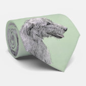 Cravate Peinture de Wolfhound irlandais - Joli art origina (Roulé)
