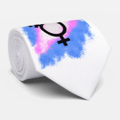 Cravate Peinture d'éclaboussure de drapeau de transsexuel (Roulé)