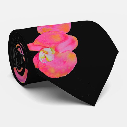 Cravate Peinture d'orchidée rose (Roulé)