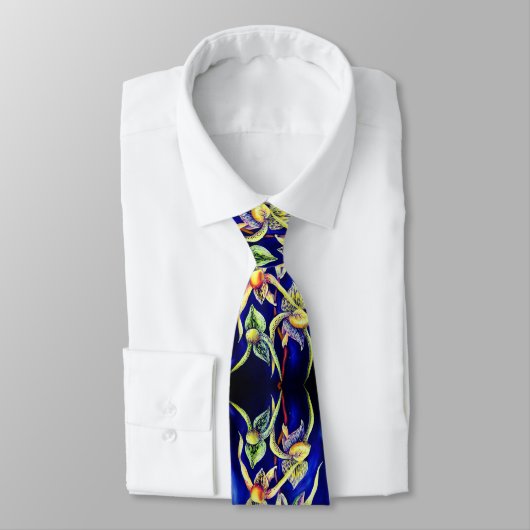 Cravate Peinture d'orchidées bleues (Attaché)