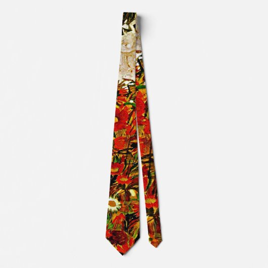 Cravate Peinture Egon Schiele, Champ de fleurs (Devant)