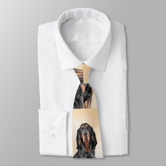 Cravate Peinture en noir et blanc - Art original Chien (Attaché)