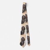 Cravate Peinture en noir et blanc - Art original Chien (Devant)