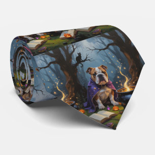 Cravate Peinture fantaisiste de Halloween Bulldog