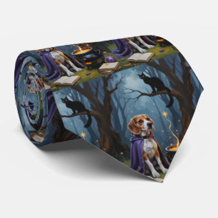 Cravate Peinture fantaisiste d'Halloween de chien Beagle