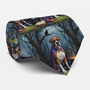 Cravate Peinture fantaisiste d'Halloween de chien Boxer 