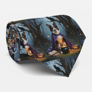 Cravate Peinture fantaisiste d'Halloween de chien Kelpie a