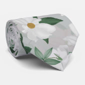 Cravate Peinture florale de Roses blanches (Roulé)