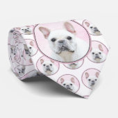 Cravate Peinture française de Bulldog (Crème/Blanc) (Roulé)