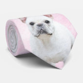 Cravate Peinture française de Bulldog (Crème/Blanc) - Art  (Roulé)