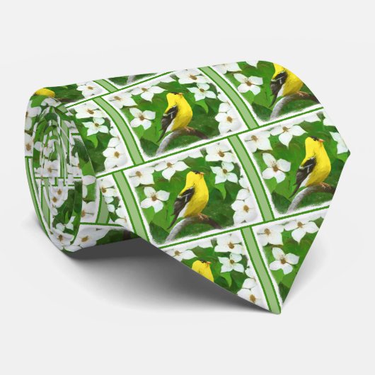 Cravate Peinture Goldfinch - Jolie Art Original Chien (Roulé)