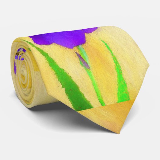 Cravate Peinture Iris à pois pourpre - Chien original mign (Roulé)