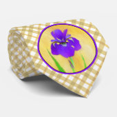 Cravate Peinture Iris Violet - Art Fleur Originale (Roulé)